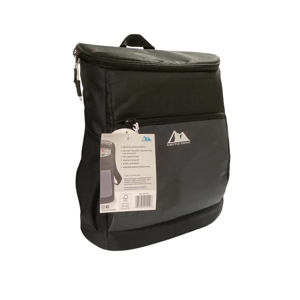 Arctic‎ Zone Backpack Cooler 18 Can Insulated Bag Black Grey New with Tags
